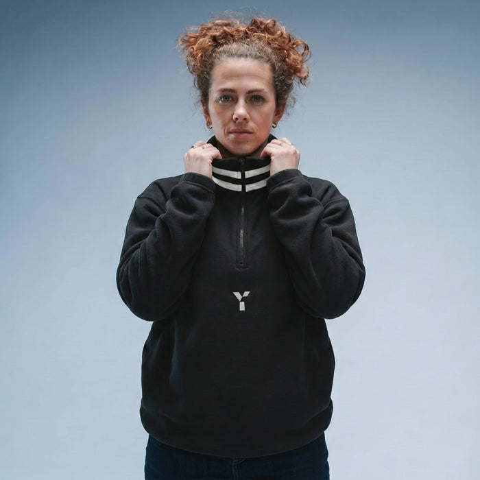 Oversized Black Logo Retro Zip