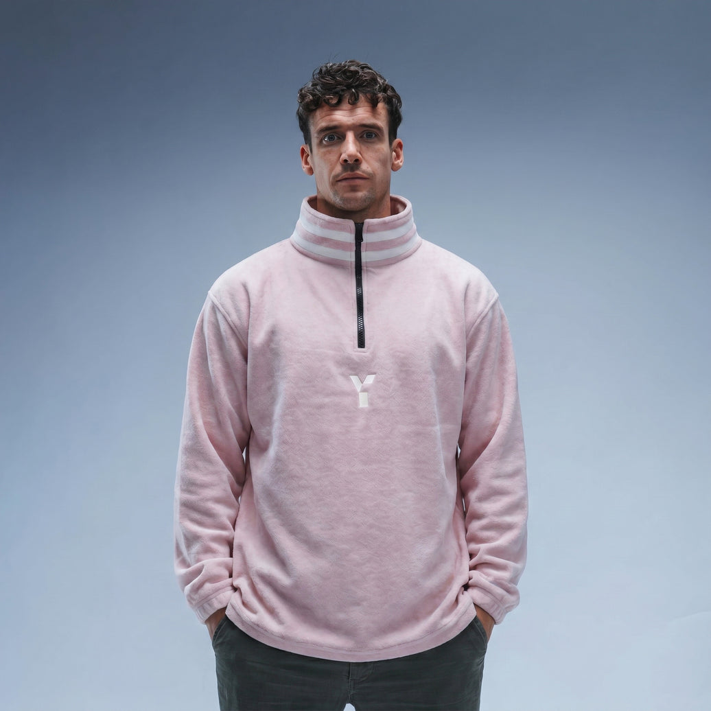 Oversized Cotton Pink Logo Retro Zip