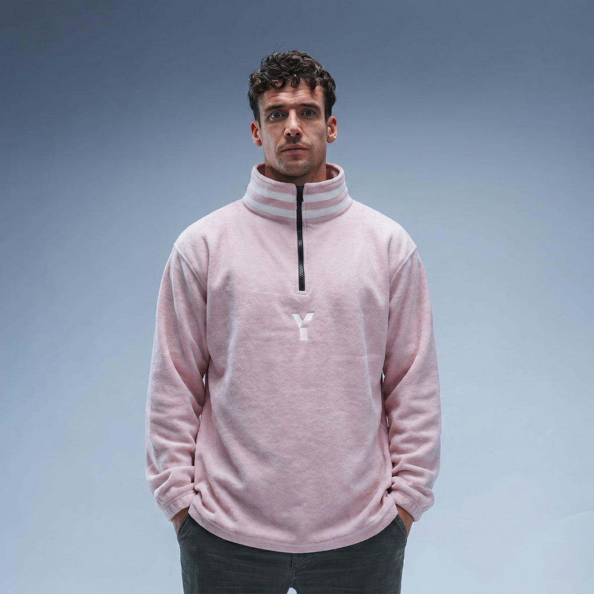 Oversized Cotton Pink Logo Retro Zip