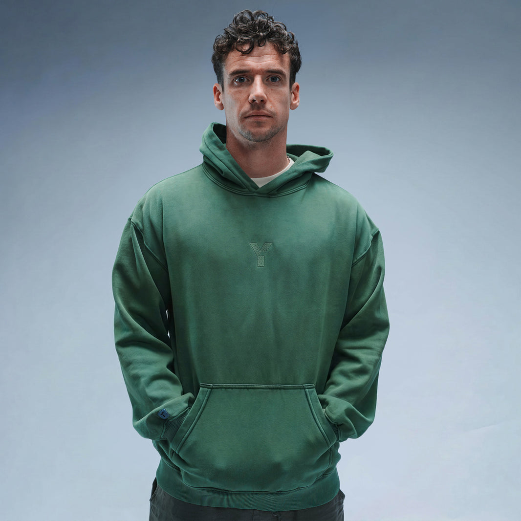 Oversized Stonewash Green Logo Hood
