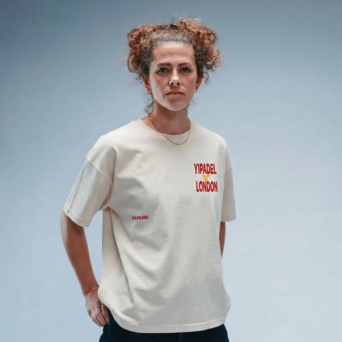 Women's Oversized Padel London Tee Stonewash White