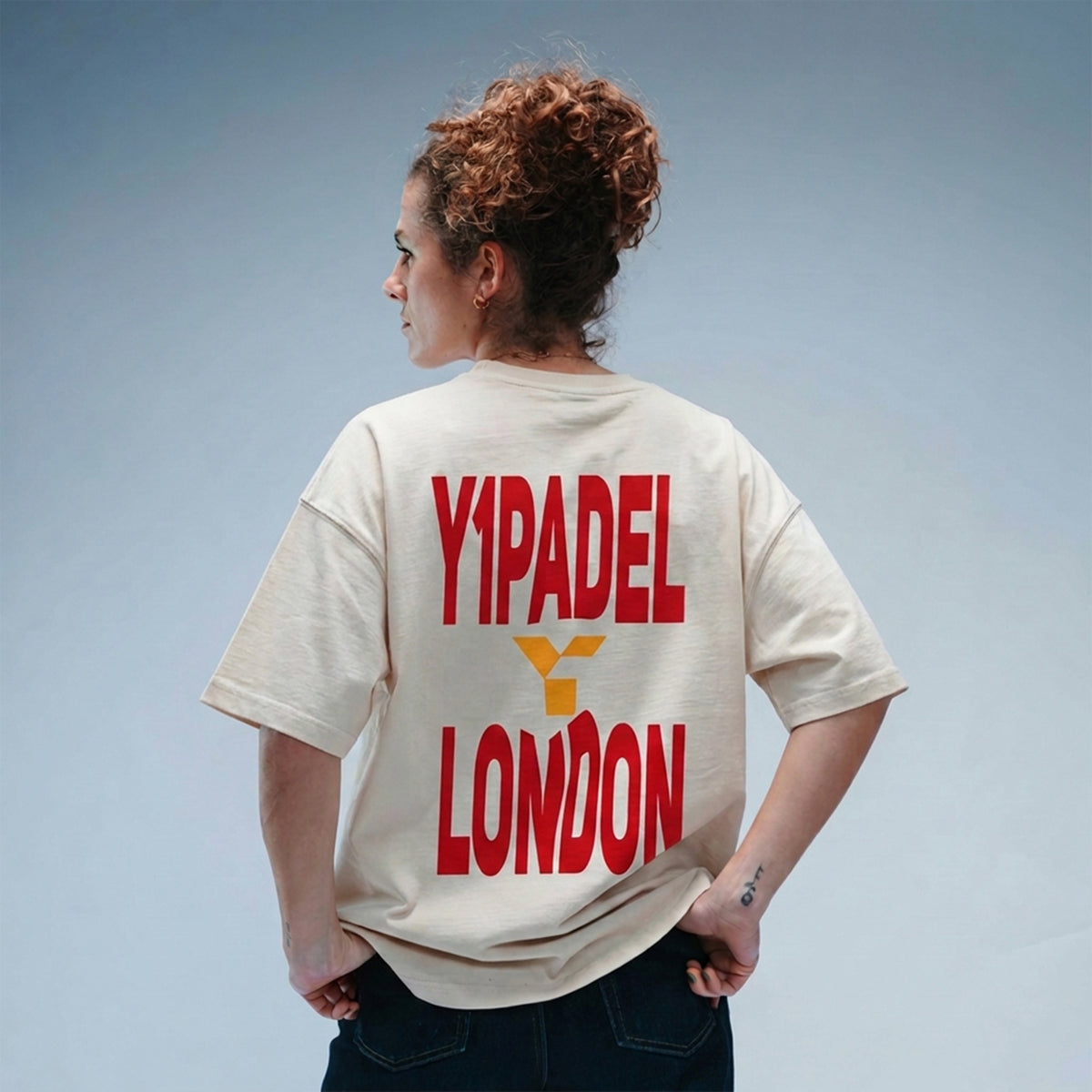 Women's Oversized Padel London Tee Stonewash White