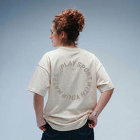 Women's Oversized Padel Mates Tee Stonewash White