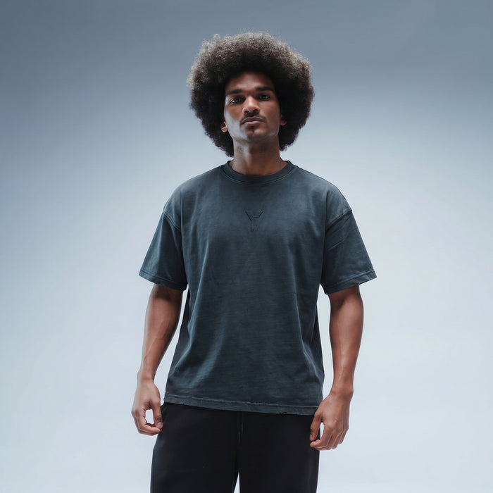 Men's Oversized Stonewash Navy Logo Tee