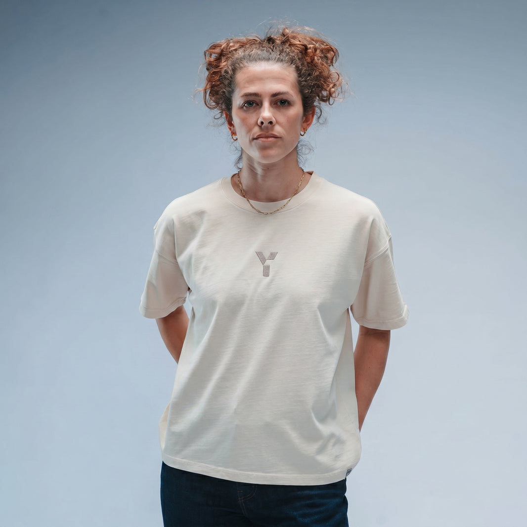 Men's Oversized Stonewash White Logo Tee