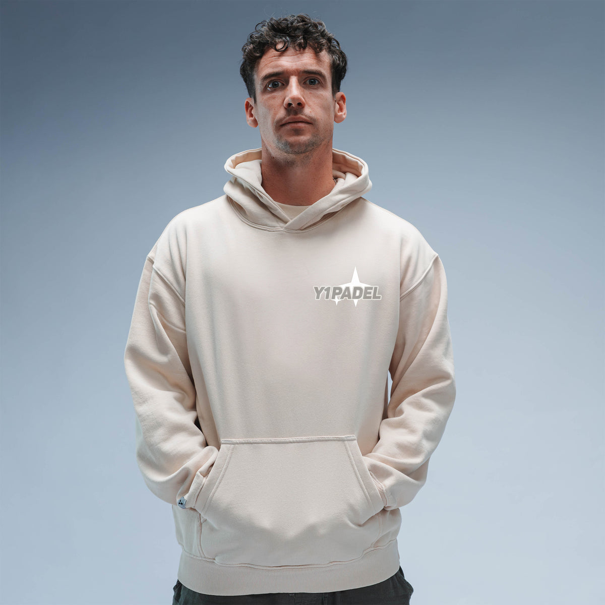 Oversized Padel Mates Hood Stonewash White