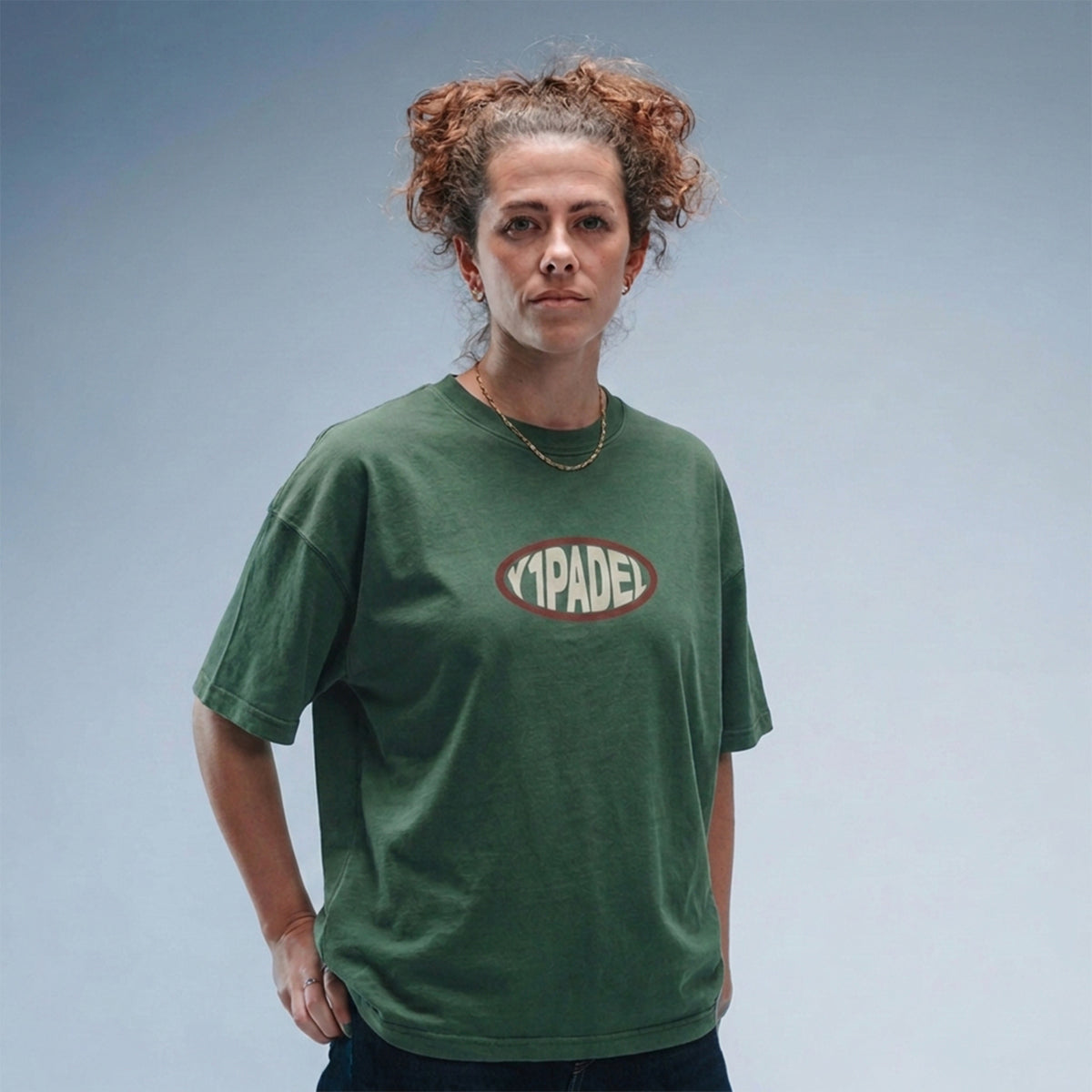 Women's Oversized Y1 Padel Pill Tee Stonewash Green