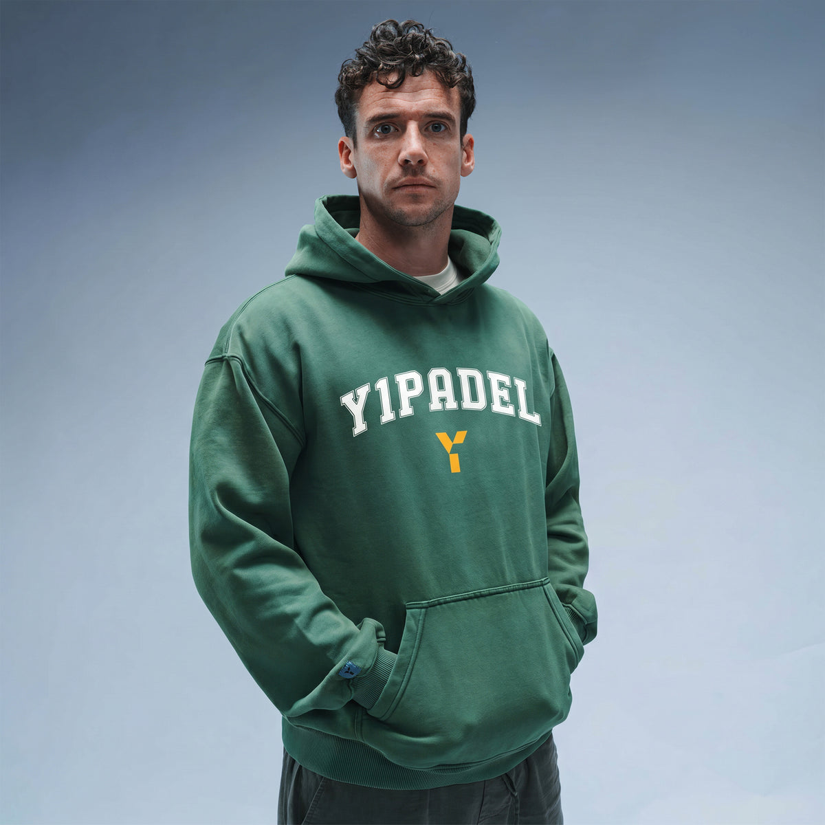 Oversized Y1 Padel College Hood Stonewash Green