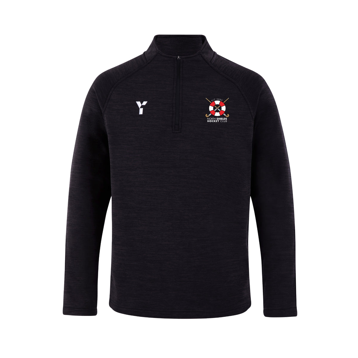 North Shields HC - Fugi Quarter Zip Unisex Black Melange club teamwear by Y1