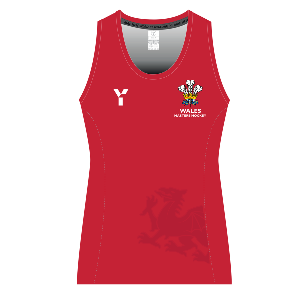 Wales Masters - Ladies Playing Tank (Racer Back) Red club teamwear by Y1